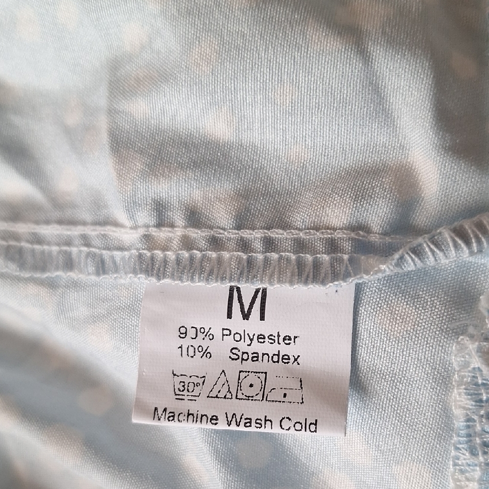 Light Blue Ruffled Two-Piece Set w/ Charming White Pattern BNWOT Size M - Picture 6 of 7